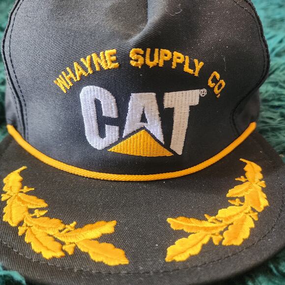 Vintage CAT Thayne Supply Co. Snapback Hat Black Rope Bill Made in USA - Picture 1 of 7